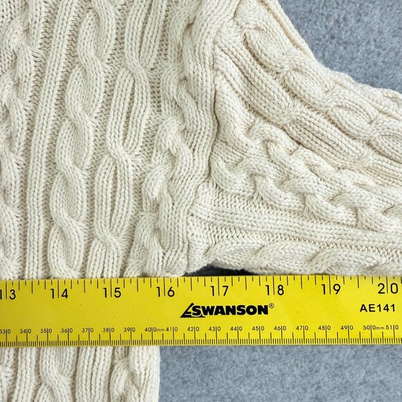 Cotton On Kids Cable Knit V-Neck Sweater Cream Navy Stripes Sz 9-10 - Picture 11 of 11